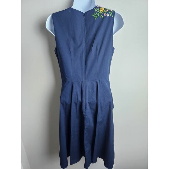 Wayward Fancies by eShakti navy Embroidered A Line dress sz 4 boho hippie office - Picture 3 of 12